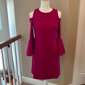Eliza J Beautiful, fuchsia dress. Cut out shoulders, gold zipper back,size 4